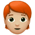 🧑🏼‍🦰 person: medium-light skin tone, red hair display on Apple